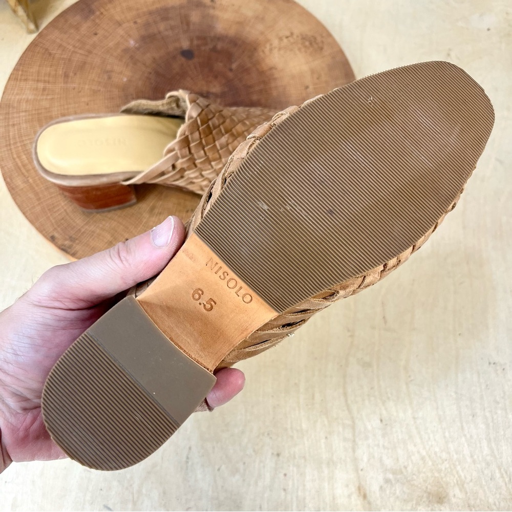 NWOB Nisolo All-Day Woven Heeled Mules Tan Leather Size 6.5 - Picture 15 of 15